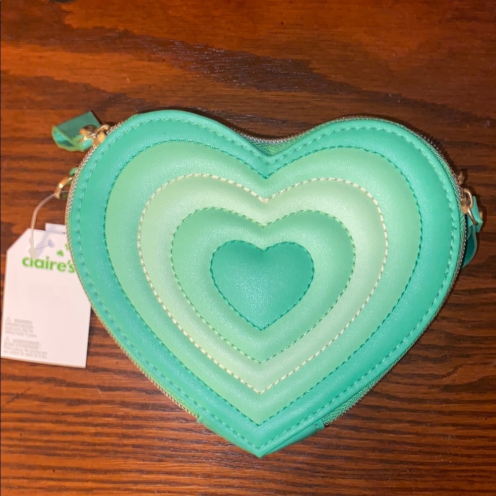 Claire's Heart-Shaped Green Bag